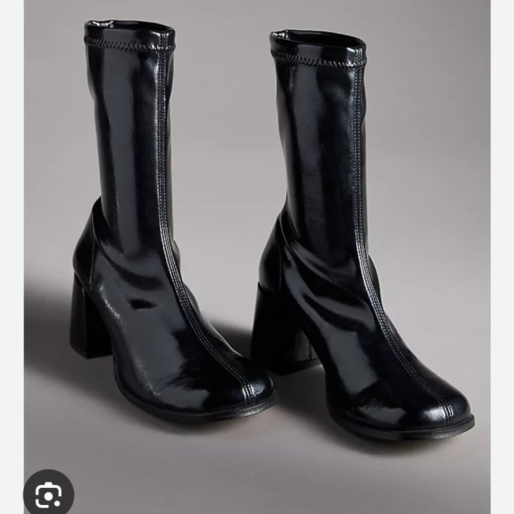 Angel Alarcon Black Leather Ankle Boots Women EU 40 US 9 Block Heel Round Toe